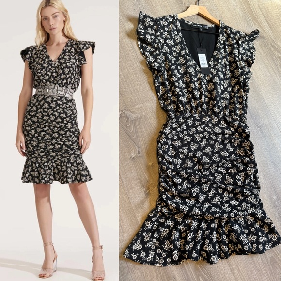Veronica Beard Black Floral Dress-Size M-NWT - Picture 1 of 14